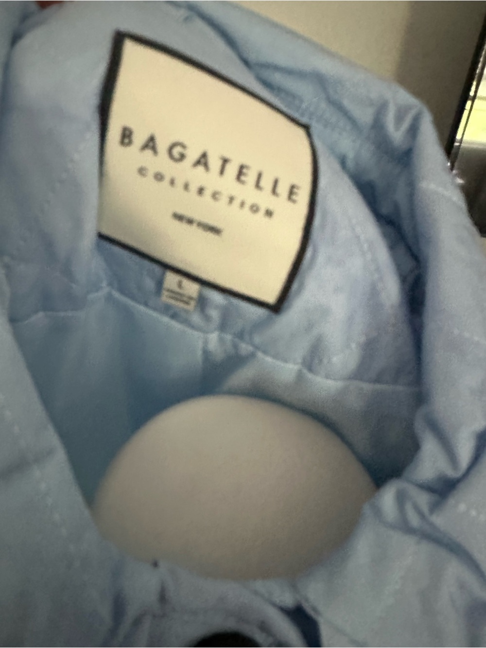 Light Blue Quilted Ruffle-Collar Jacket by Bagatelle - Picture 3 of 5